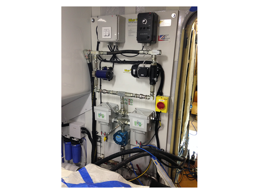 Custom marine Fuel polishing(This fuel polishing system was custom built to a marine customer's specification to provide regular filtration of the fuel on-board.)
