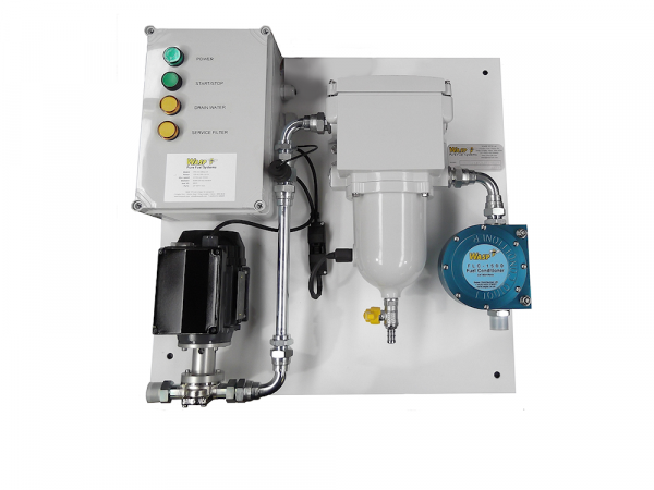 10 lit/min Fuel Cleaning-10 micron(10 lit/min fuel polishing system which removes particulate, bacteria and free water. Complete with a PLC control box to programme when to run.)